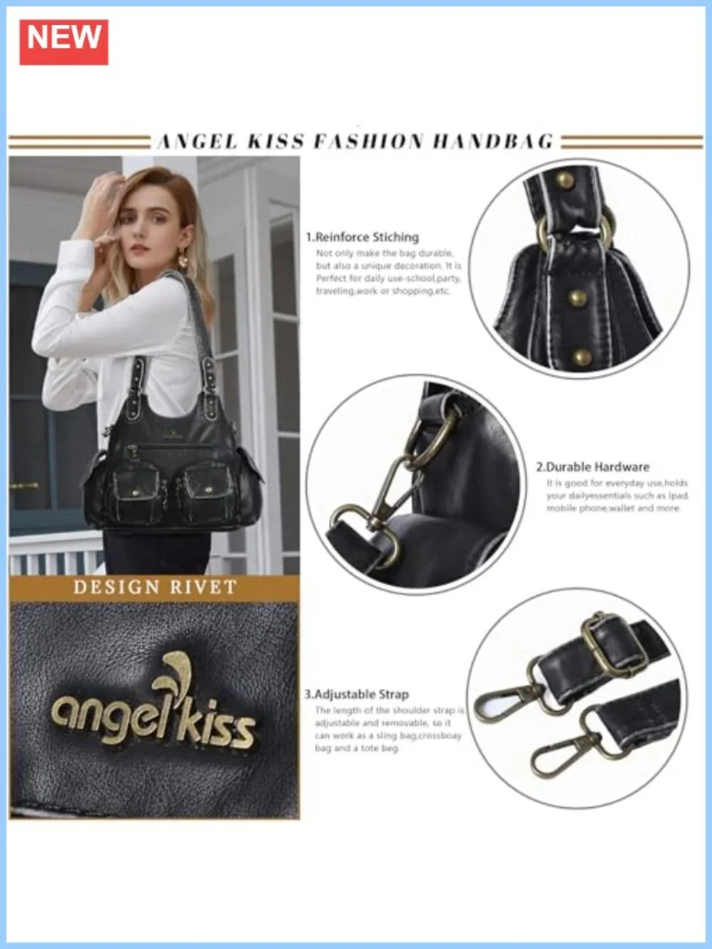 Women's Hobo Shoulder Bag Soft PU Leather Large Crossbody Purse